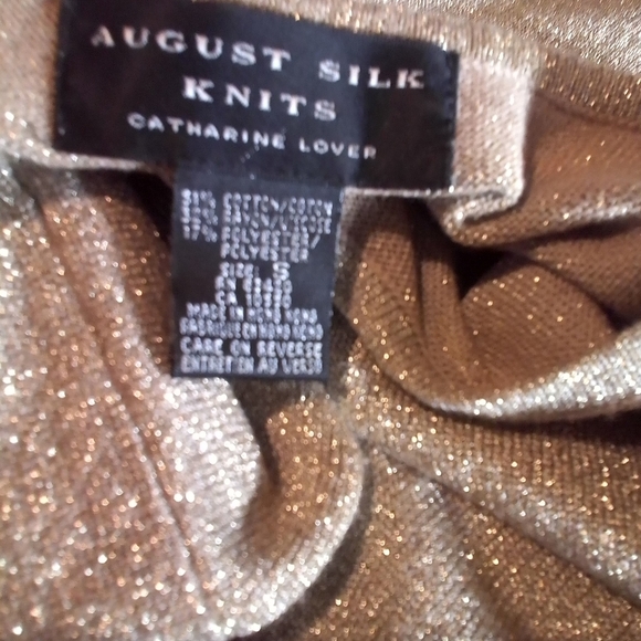 VINTAGE Silk Knits by Catharine Lover  Gold Metallic Evening Top Sz Small - Picture 3 of 5